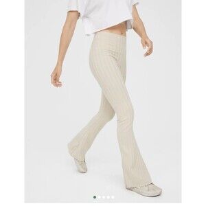 Offline by Aerie OG Groove Flare Leggings Ribbed High Waist In Soft Oat Small